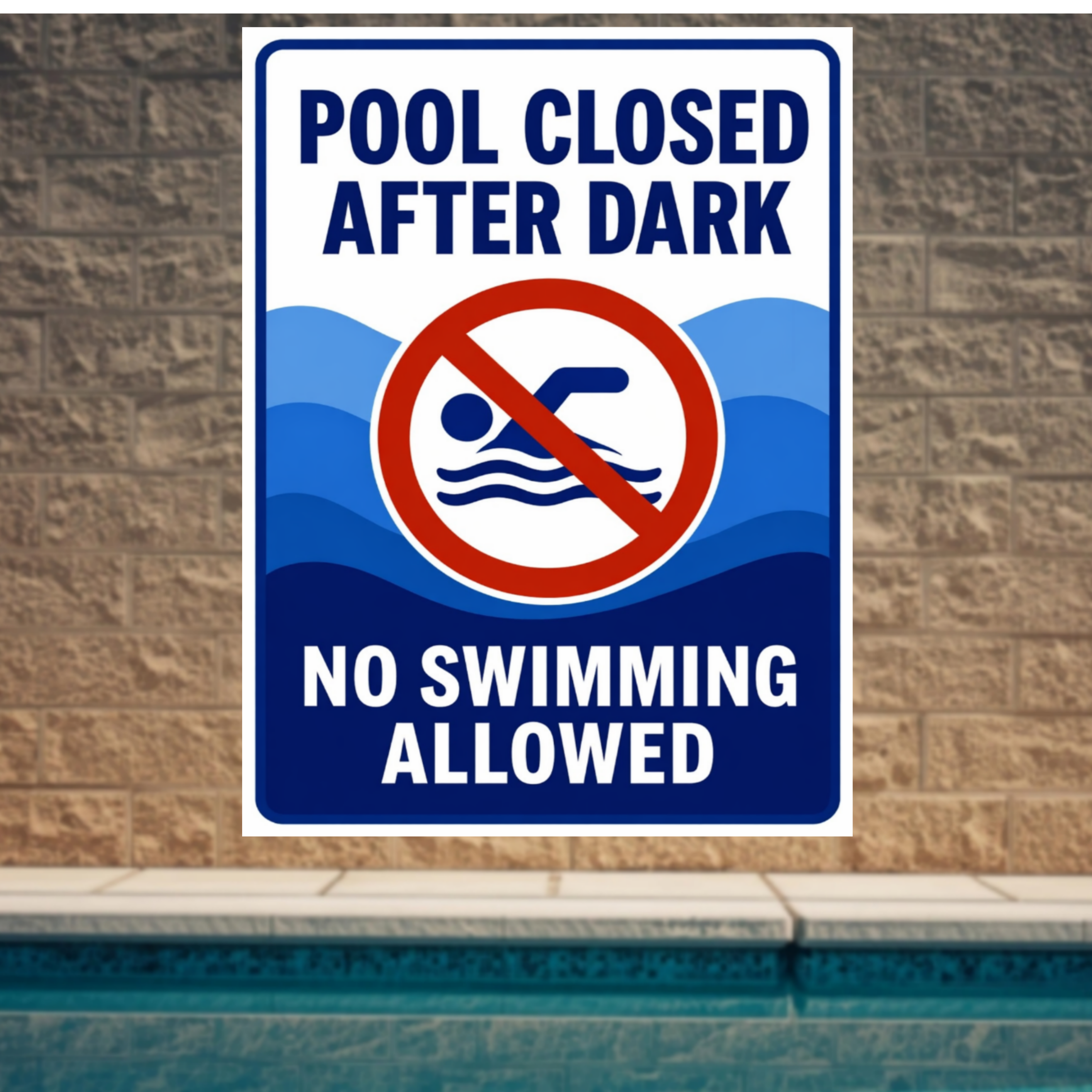 Pool Closed After Dark No Swimming Allowed Sign 13x19 Laminated Pool Rules Decor Backyard Pool Safety Sign