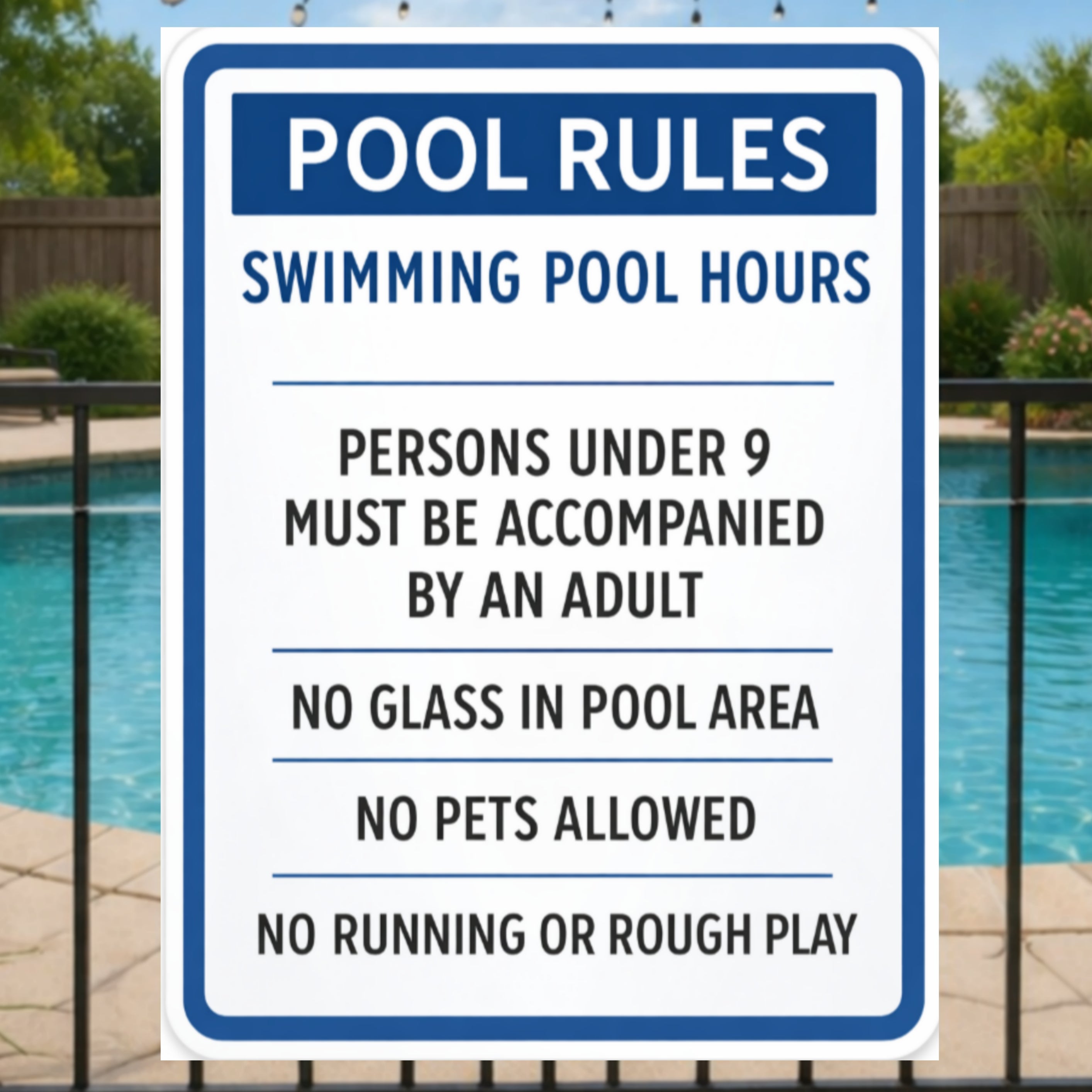 Pool Rules Sign Swimming Pool Safety Poster 13x19 Laminated Pool Area Rules Sign Outdoor Backyard Pool Decor