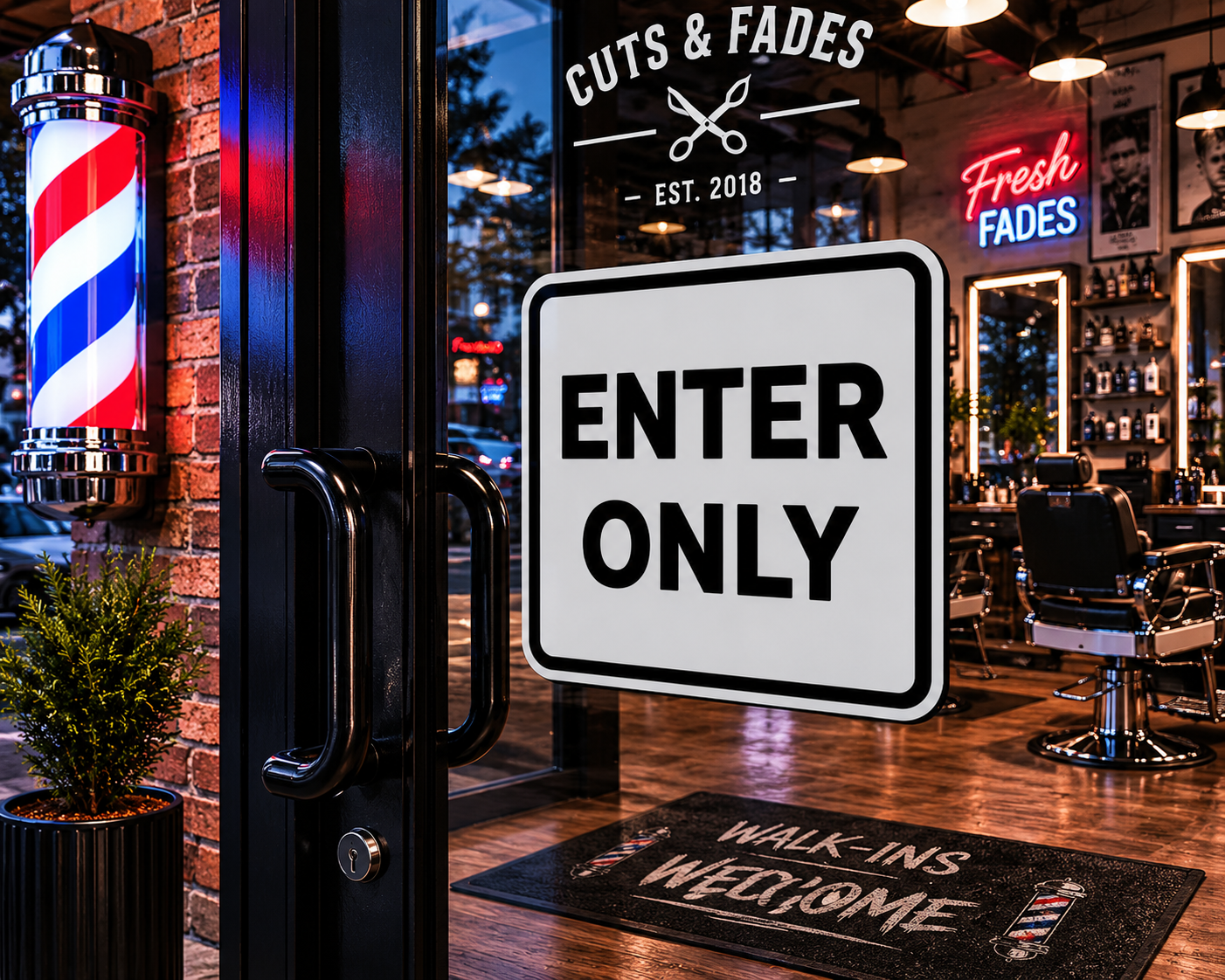 Exit Enter Signs Set | 12x12 Laminated Business Signs | Modern Office Decor | Glossy Wall Signs