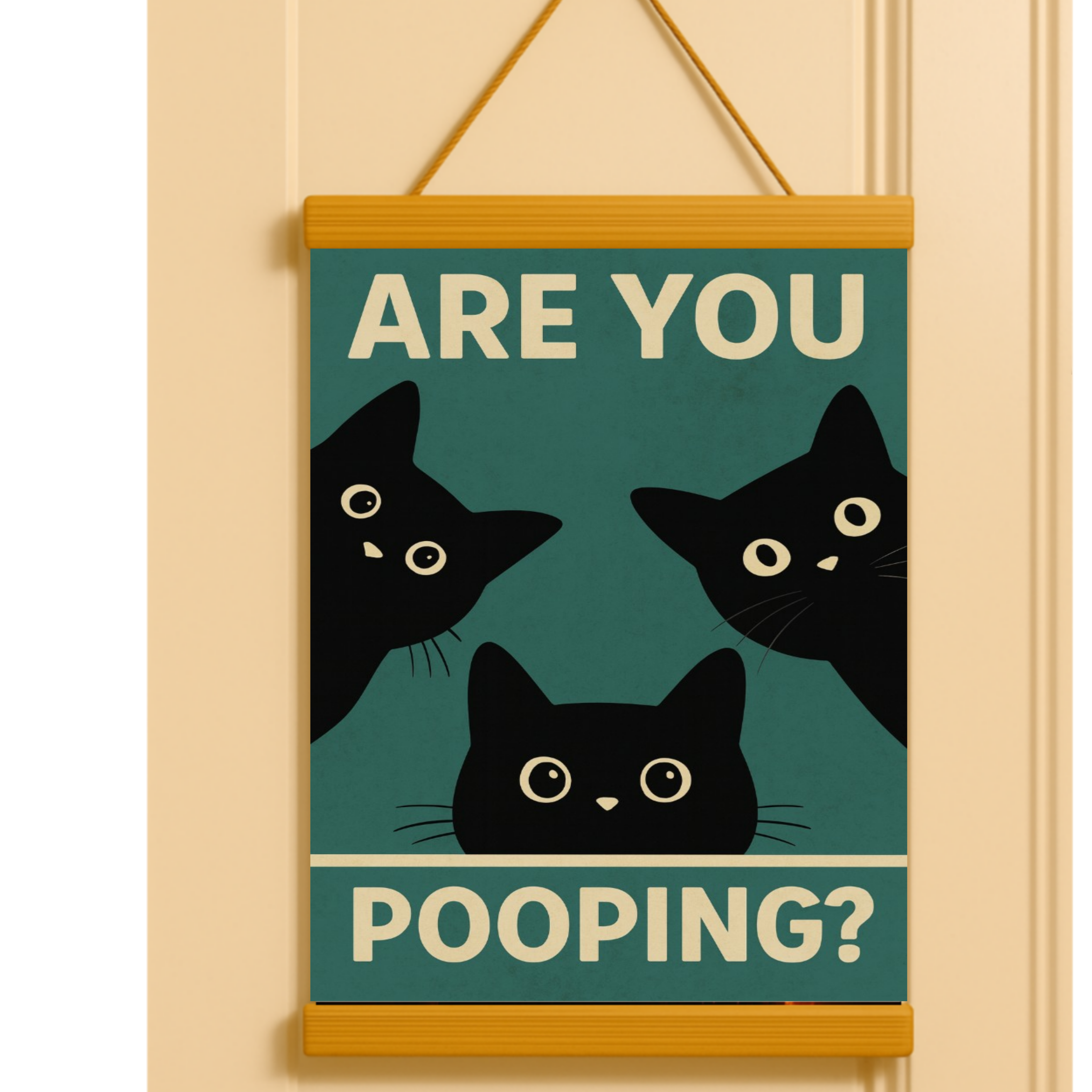 Are You Pooping? Funny Cat Bathroom Sign – Humor Wall Decor for Restroom or Guest Bathroom 13x19in