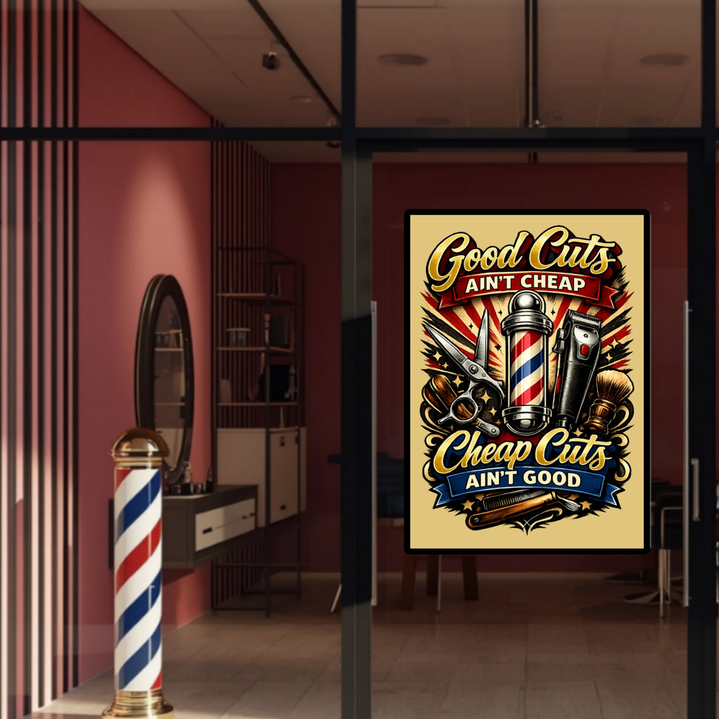 Good Cuts Ain’t Cheap Barber Poster 13x19 Laminated Barber Shop Decor Haircut Sign Funny Barber Wall Art