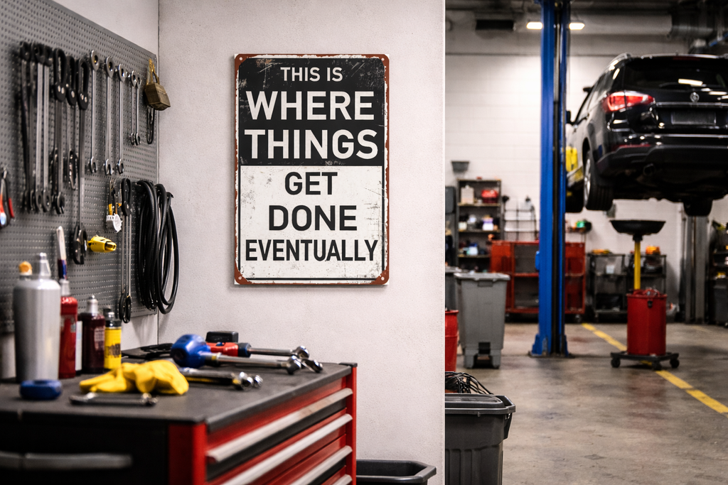 This Is Where Things Get Done Sign 13x19 – Motivational Wall Art, Hustle Mindset Sign, Office Garage Decor, Laminated Sign