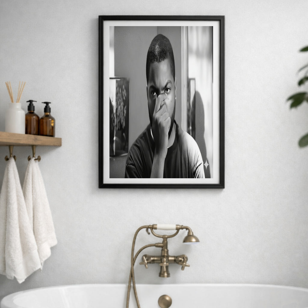 Friday Movie Inspired Wall Art – Pops & Craig Classic Scene Print | Funny Urban Nostalgia Decor | Black & White Framed Poster