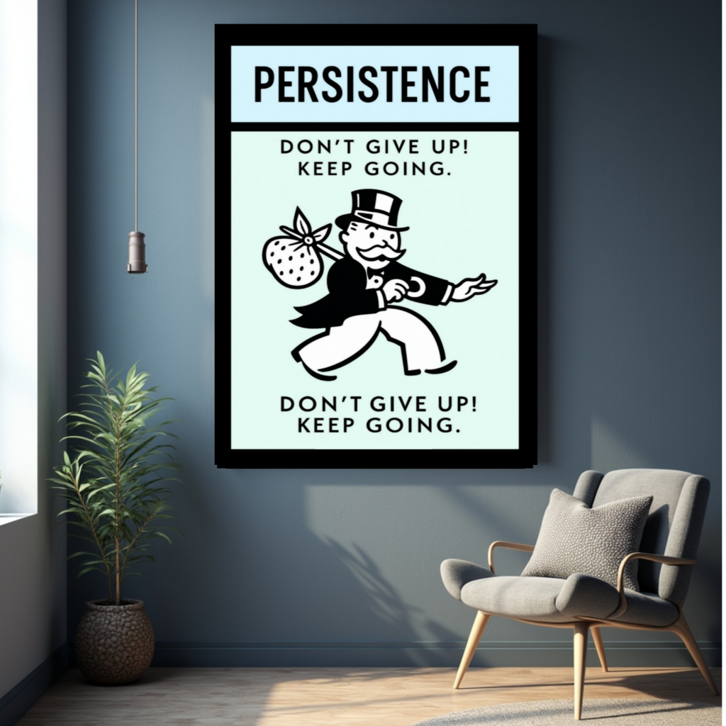 Persistence Motivational Poster – Don’t Give Up Keep Going | Success Mindset Wall Art 13x19in