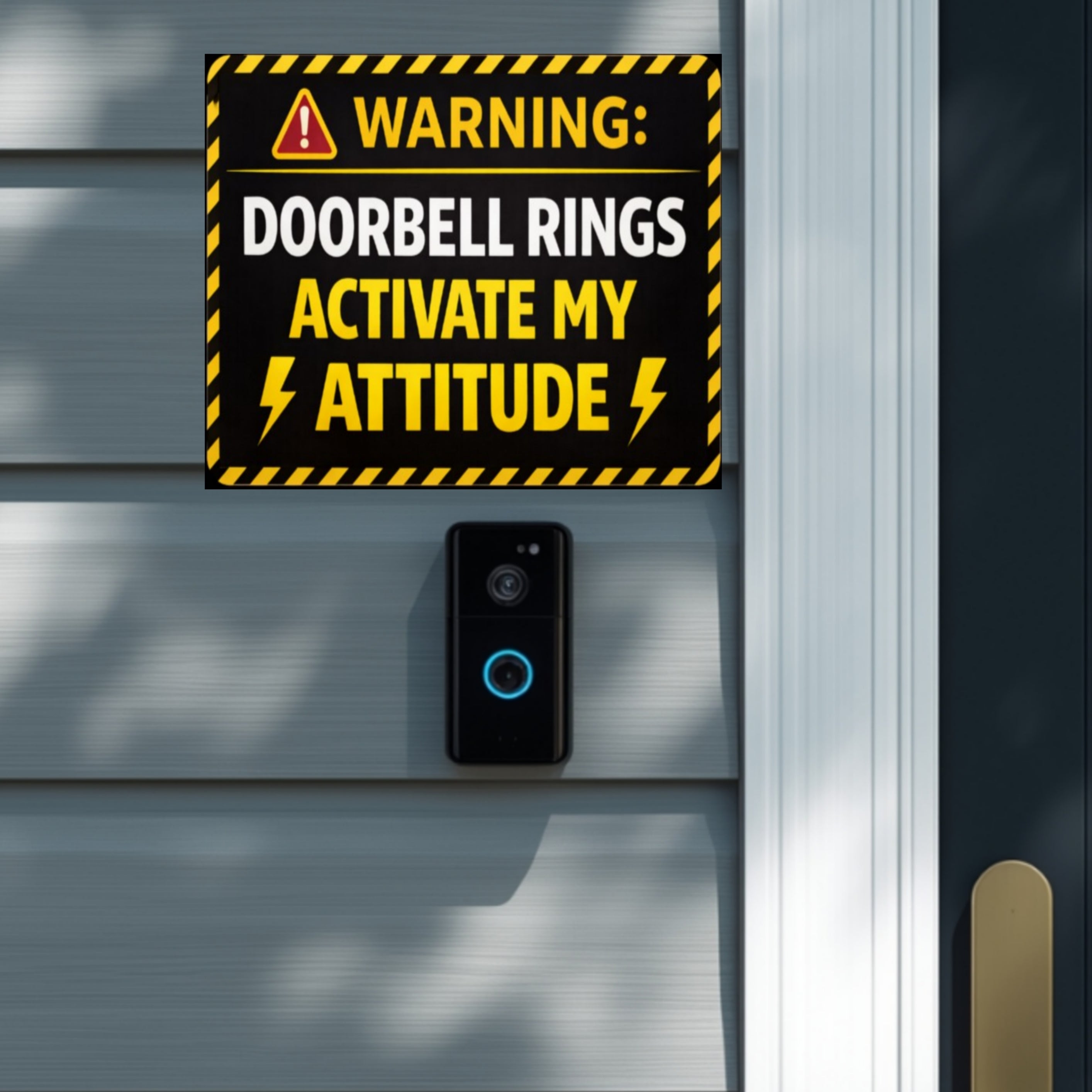 Warning Doorbell Rings Activate My Attitude Funny Door Sign Bold Caution Home Decor 5x9in