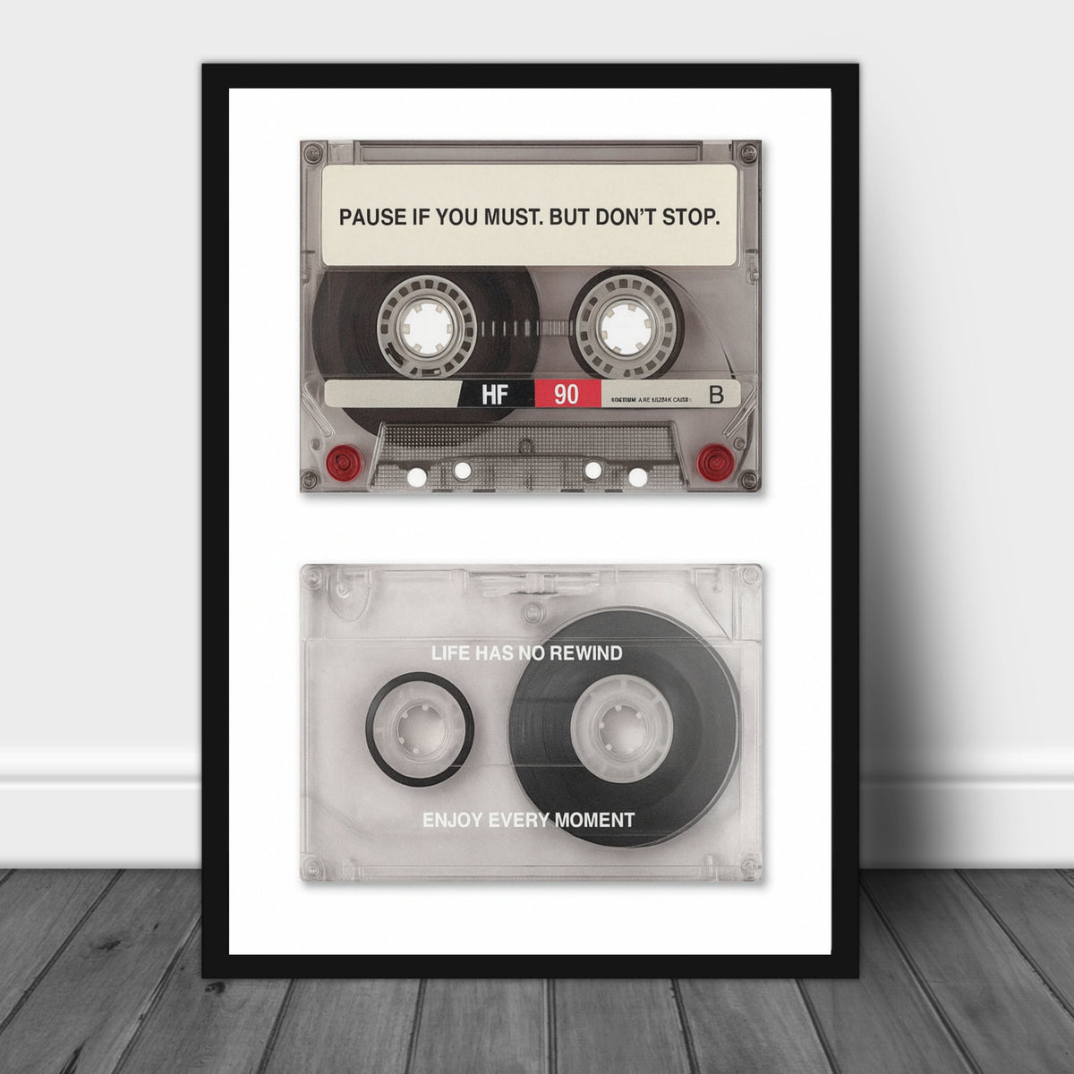 Retro Cassette Motivational Wall Art Pause If You Must But Don’t Stop Vintage Aesthetic Decor Laminated 13x19