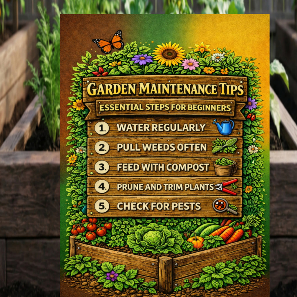 Garden Maintenance Tips Sign Beginner Gardening Poster 13x19 Laminated Garden Guide Outdoor Decor Vegetable Garden Sign