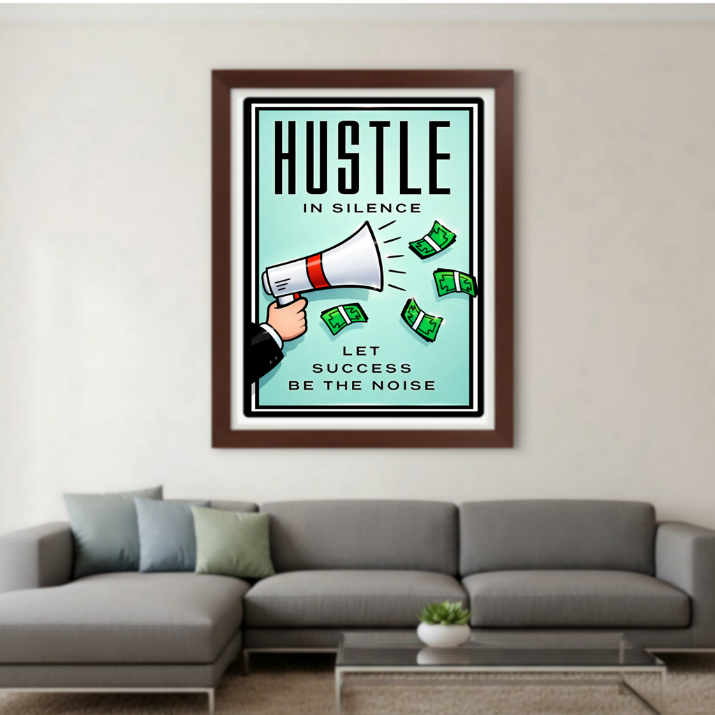 Hustle In Silence Let Success Be The Noise Poster – 13x19 Laminated Motivational Wall Art