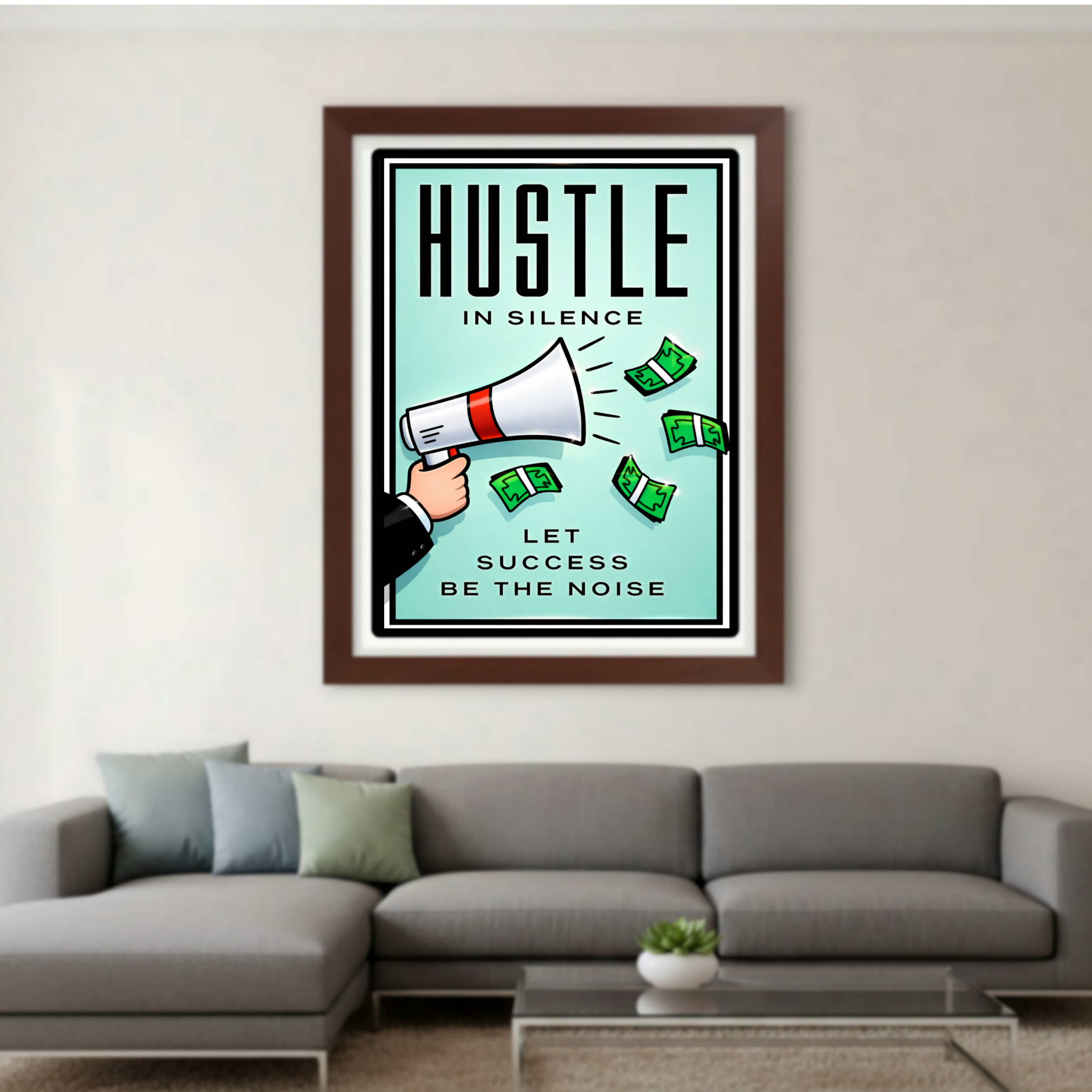 Hustle In Silence Let Success Be The Noise Poster – 13x19 Laminated Motivational Wall Art