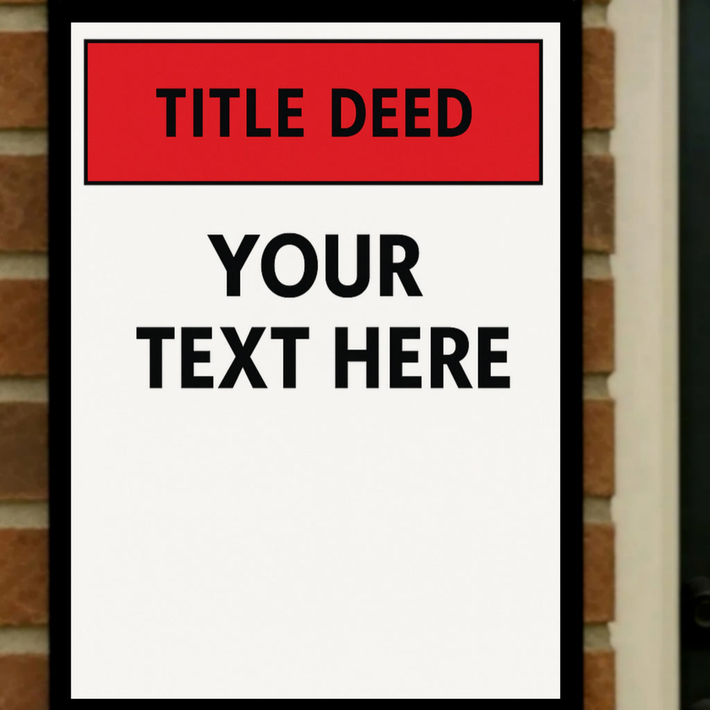 Custom Title Deed Sign Personalized Warning Sign Property Sign 13x19 Laminated Custom Text Sign Home Security Decor