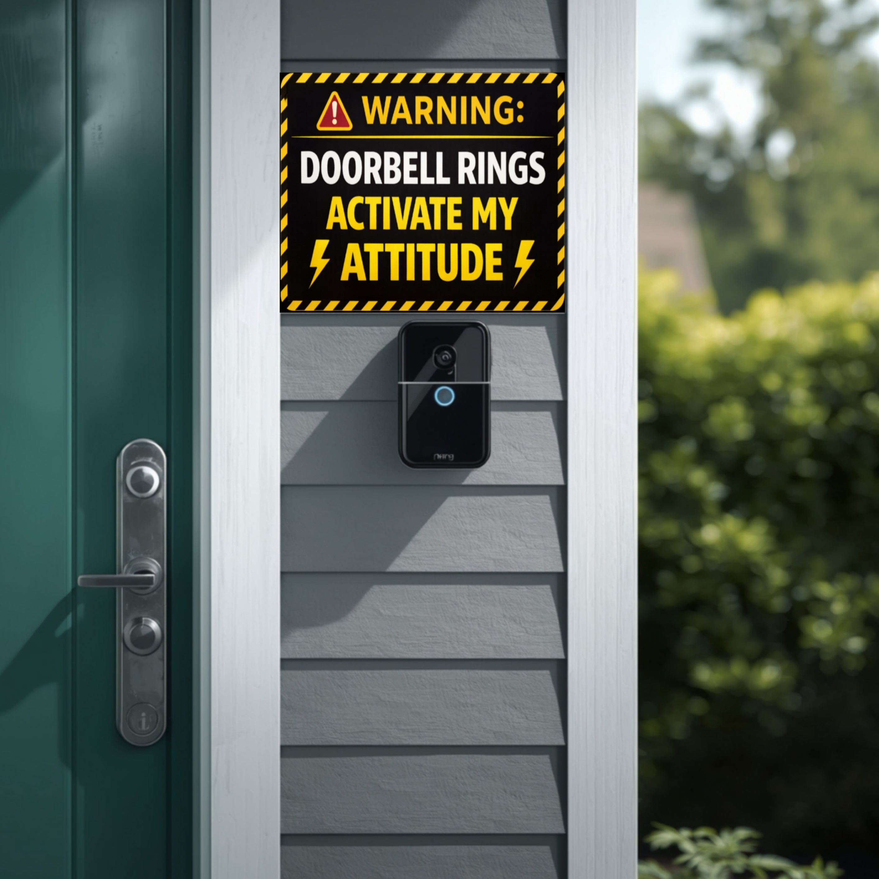 Warning Doorbell Rings Activate My Attitude Funny Door Sign Bold Caution Home Decor 5x9in