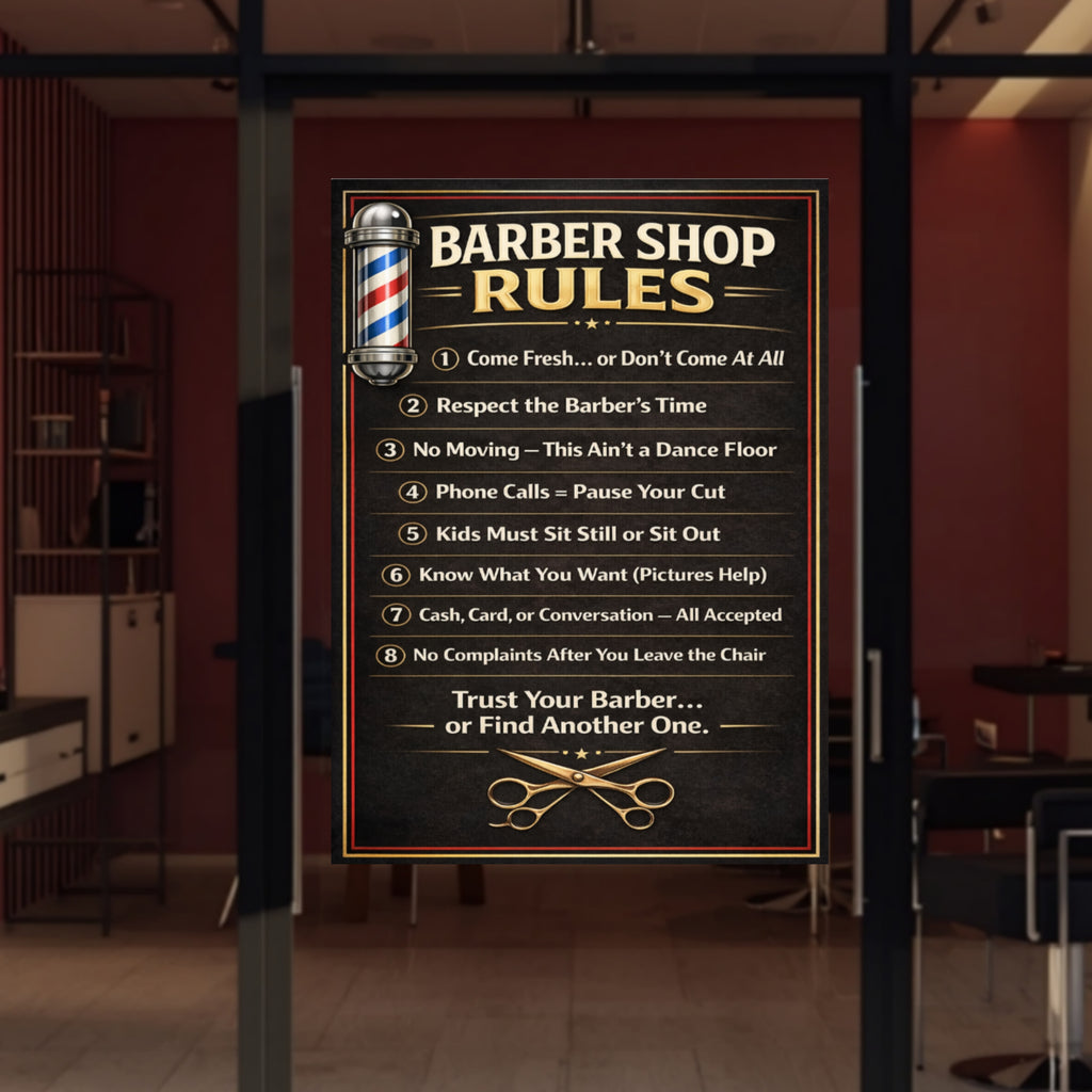 Barber Shop Rules Sign 13x19 Laminated Barber Decor Professional Barber Poster Shop Wall Art