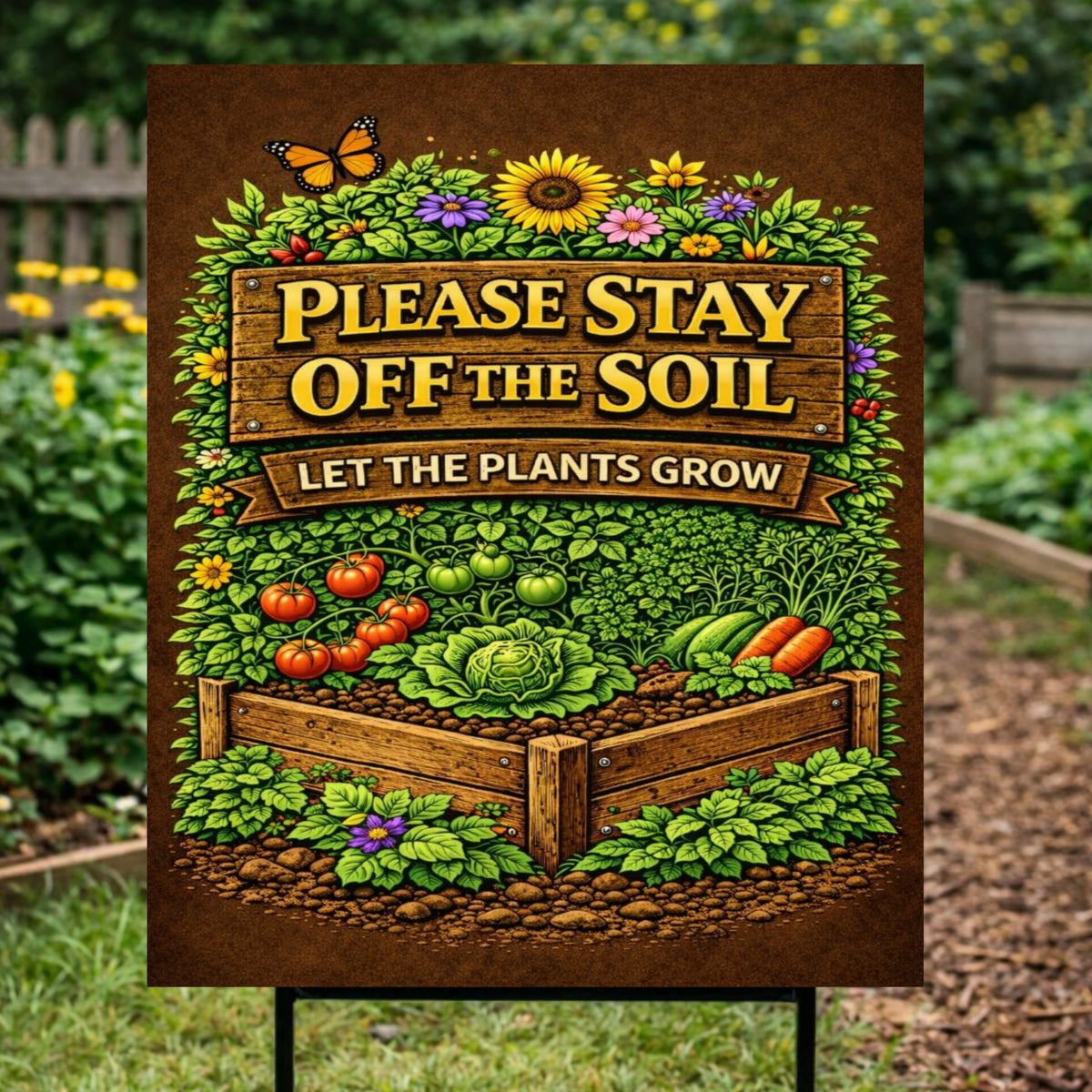 Stay Off The Soil Garden Sign Protect Plants Yard Sign 13x19 Laminated Outdoor Garden Decor Vegetable Garden Warning