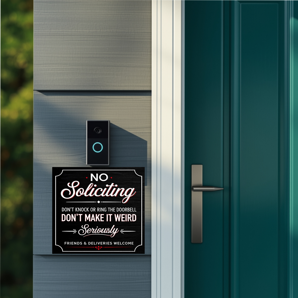 Modern No Soliciting Door Sign Funny Stylish Home Decor Front Door Statement Sign 6X9IN
