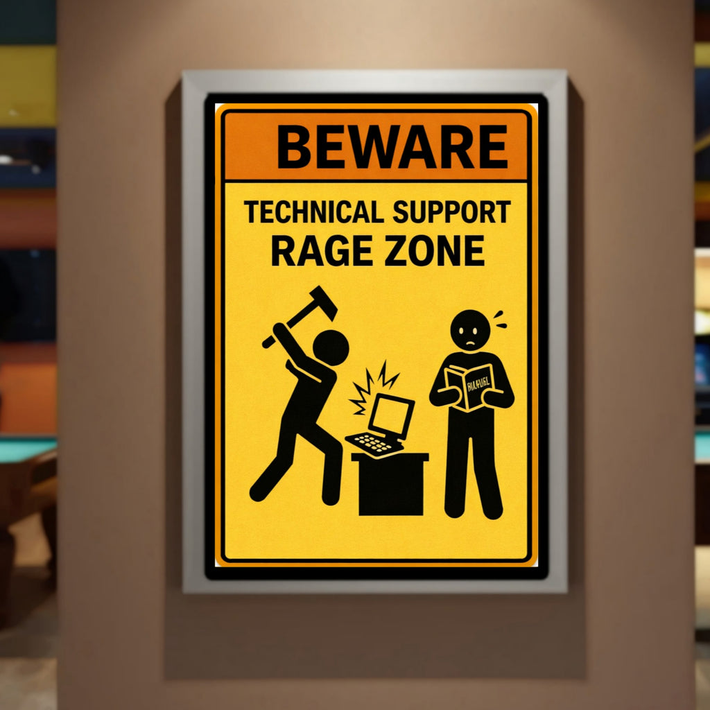 Technical Support Rage Zone Funny Beware Sign 13x19 Laminated Print IT Humor Office Decor Geek Gift Computer Nerd Wall Art