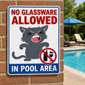 No Glassware Allowed In Pool Area Funny Pool Sign 13x19 Laminated Pool Rules Decor Backyard Pool Safety Sign
