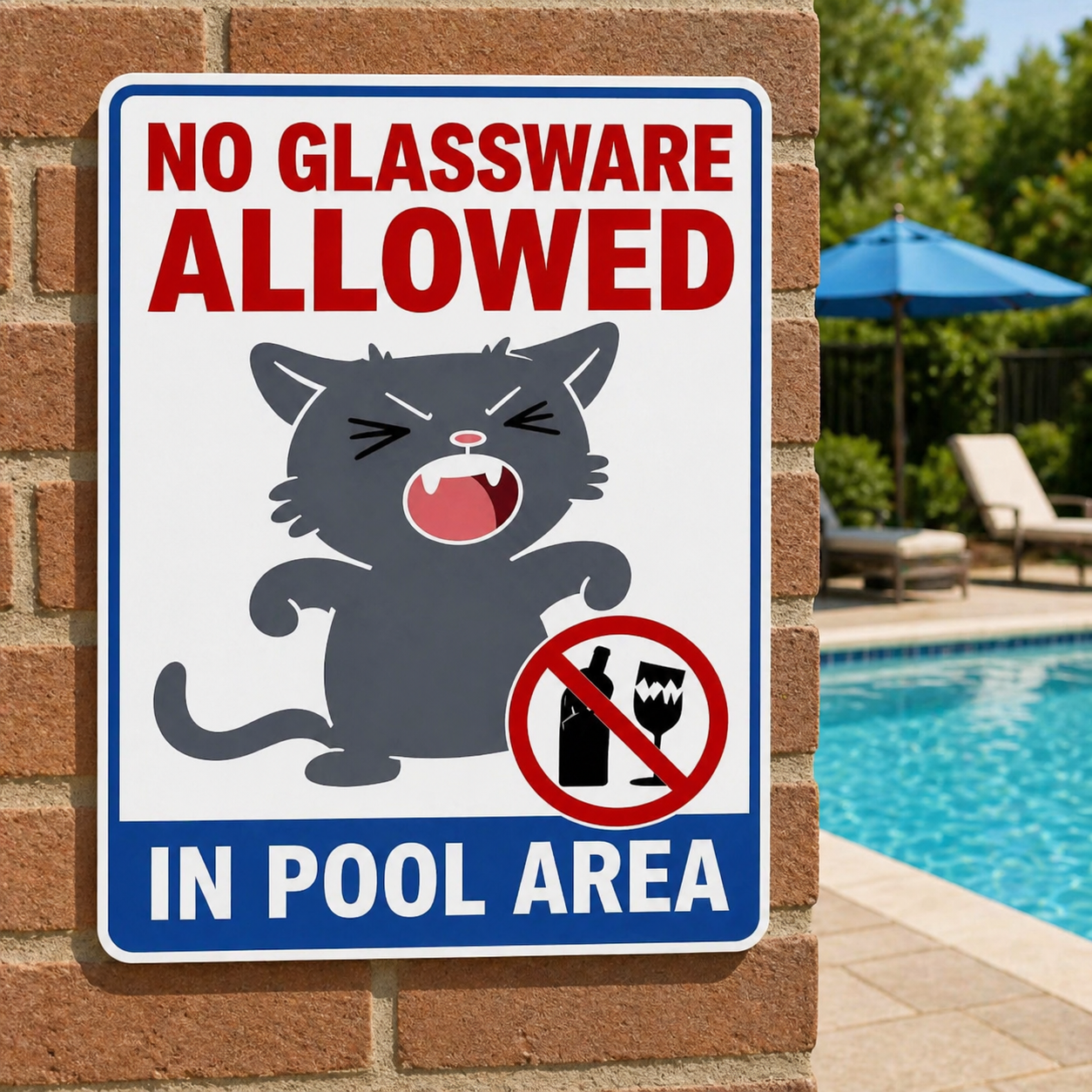 No Glassware Allowed In Pool Area Funny Pool Sign 13x19 Laminated Pool Rules Decor Backyard Pool Safety Sign