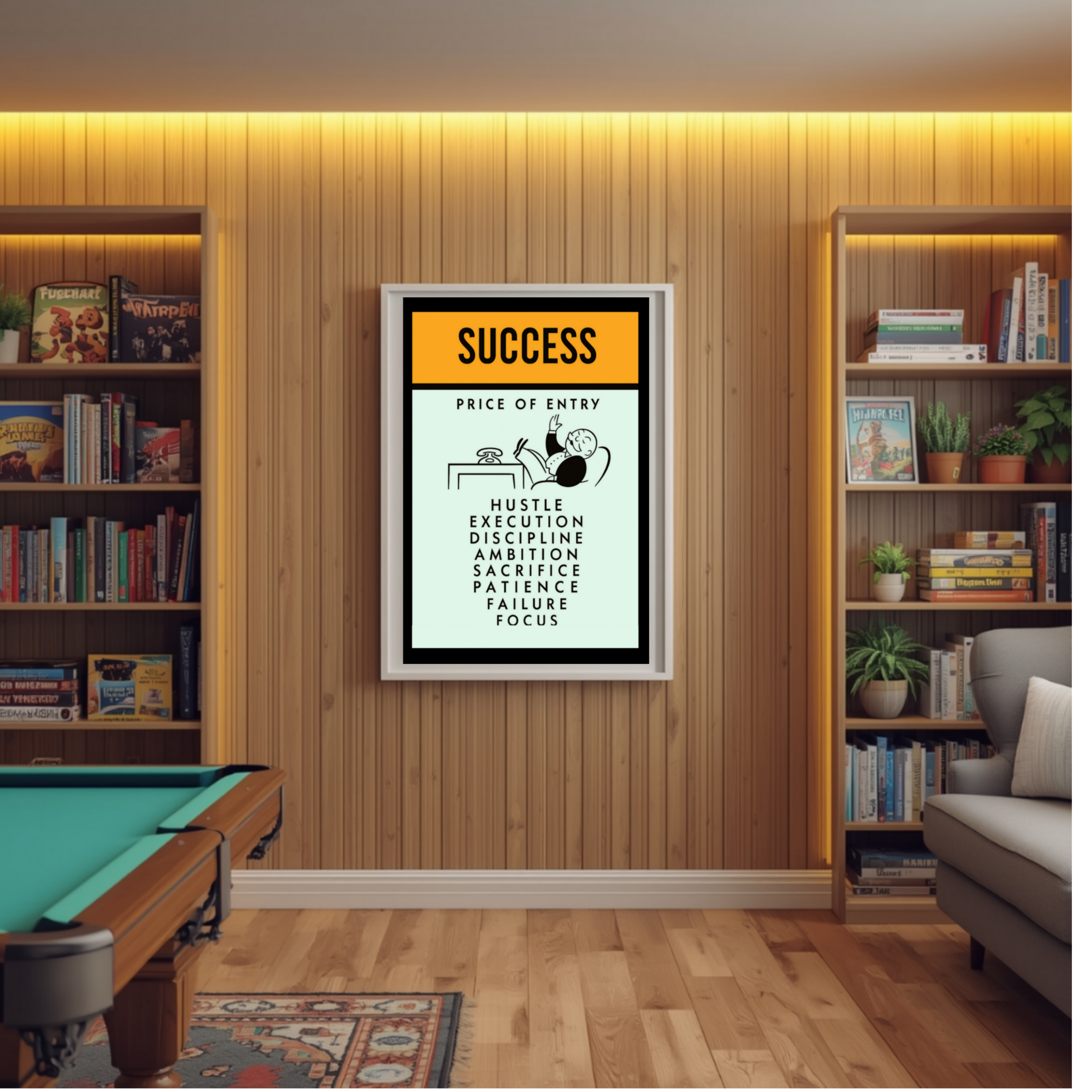 Success Poster – Price of Entry Motivational Wall Art | Hustle Discipline Focus Decor 13x19in