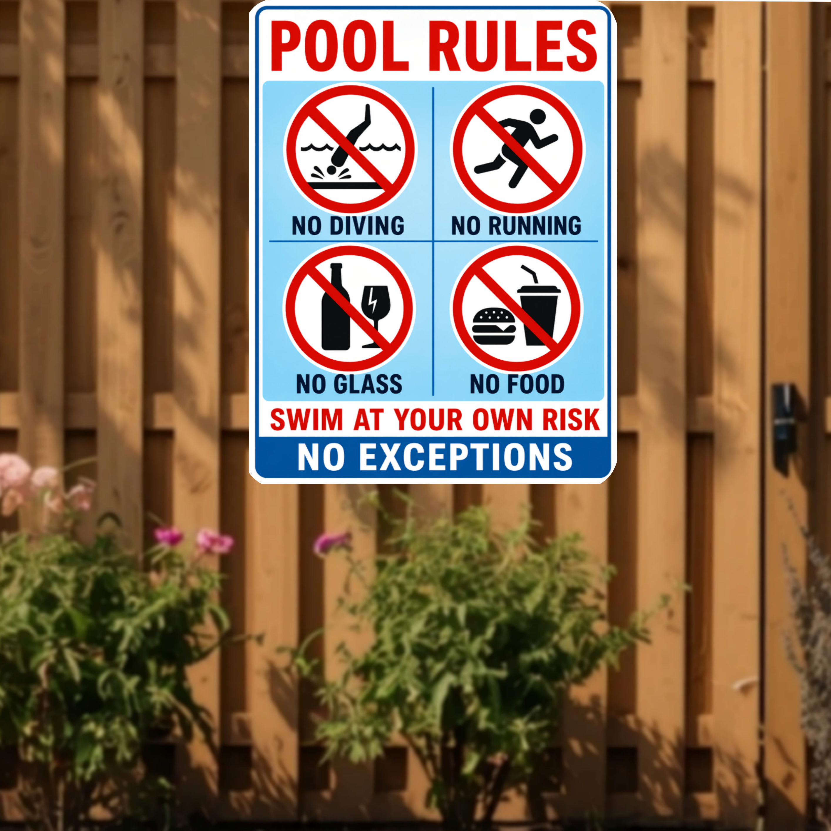 Pool Rules Sign No Diving No Running 13x19 Laminated Pool Safety Sign Backyard Pool Decor No Glass No Food Sign