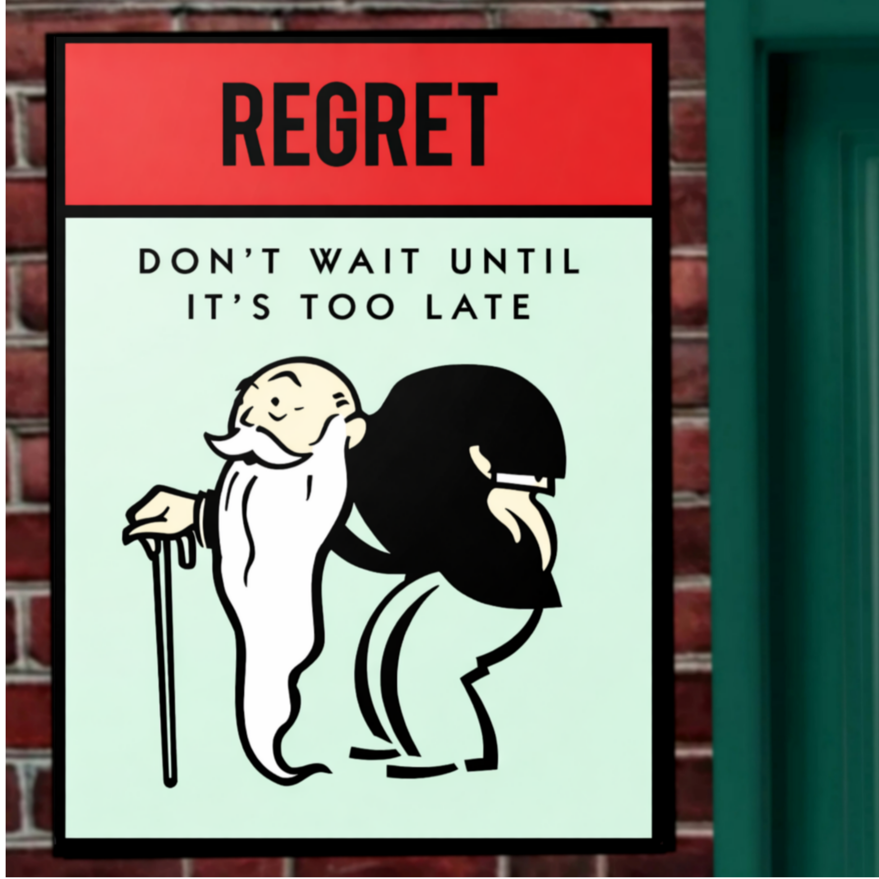 Regret Don’t Wait Until It’s Too Late Wall Art – Life Motivation 13x19in Laminated or Framed | Inspirational Success Decor