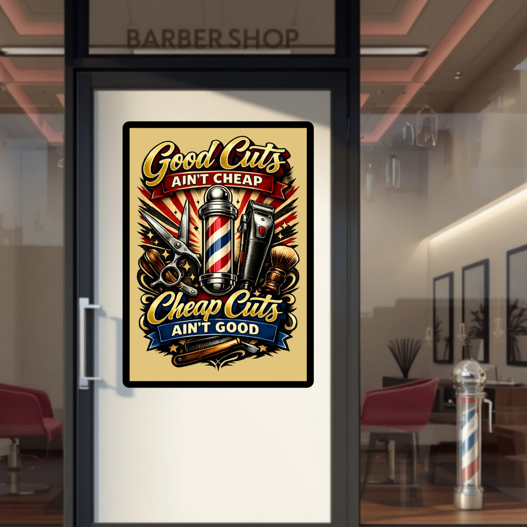 Good Cuts Ain’t Cheap Barber Poster 13x19 Laminated Barber Shop Decor Haircut Sign Funny Barber Wall Art