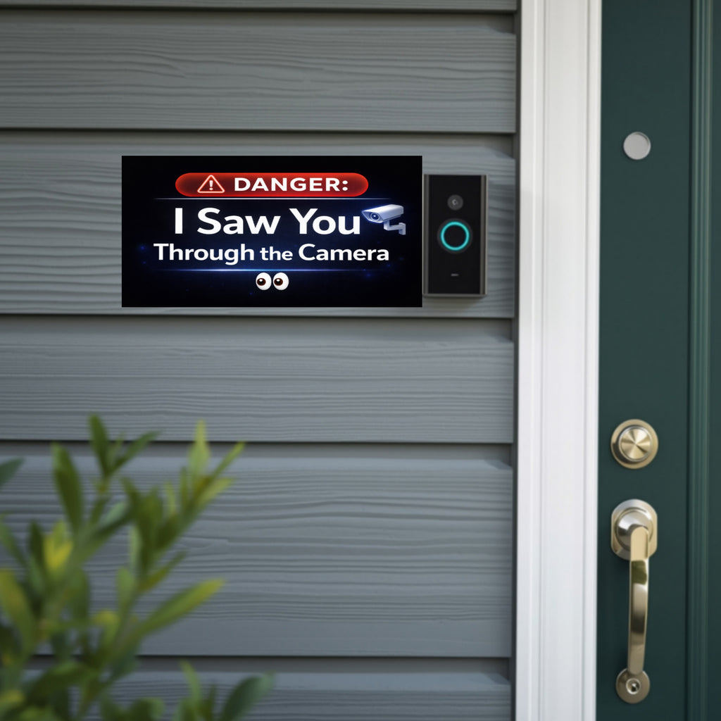 Security Camera Warning Sign I Saw You Through The Camera Modern Door Sign Home Protection Decor