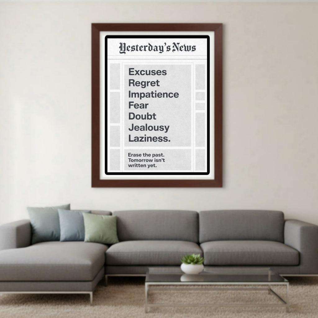 Excuses Fear Doubt Motivation Laminated Print– Yesterday’s News Inspirational Wall Art 13x19in