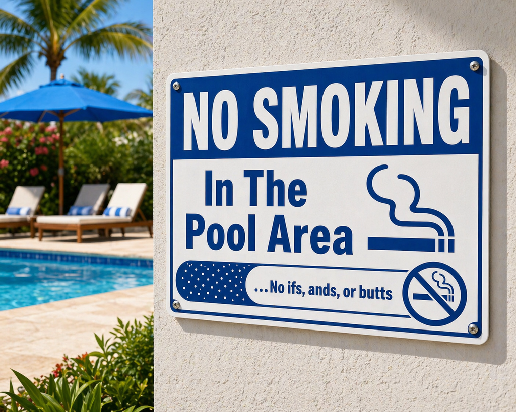 No Smoking In The Pool Area Sign 13x19 Laminated Pool Rules Decor Backyard Pool Safety No Smoking Wall Sign