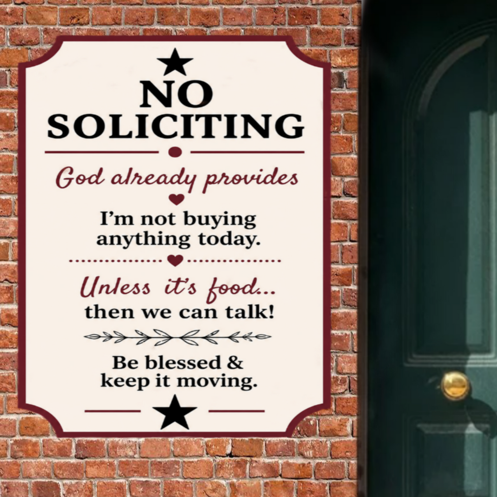 No Soliciting Wooden Sign | Funny Christian Door Decor | Handcrafted Weather Sealed Wall Sign