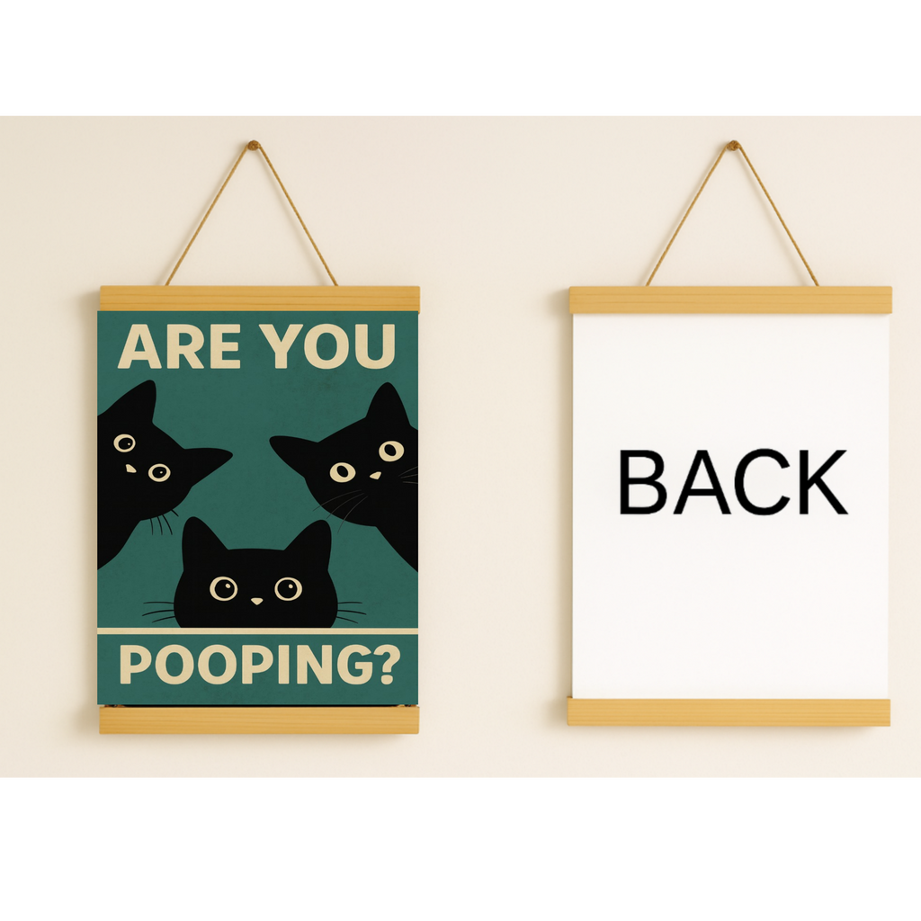 Are You Pooping? Funny Cat Bathroom Sign – Humor Wall Decor for Restroom or Guest Bathroom 13x19in