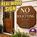 Real Wood No Soliciting Sign 12x12 Outdoor Wooden Door Sign Weather Sealed Front Porch Decor