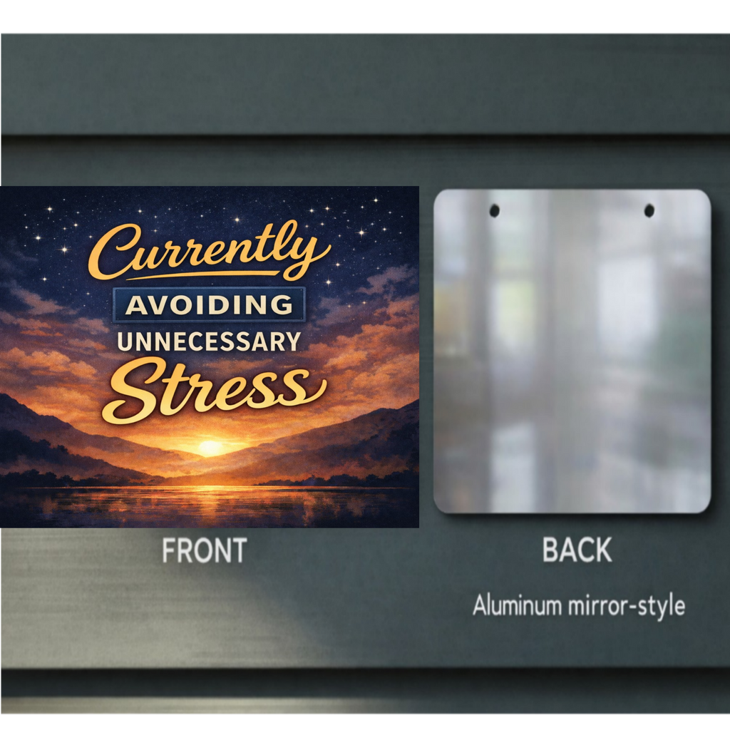 Currently Avoiding Unnecessary Stress Wall Art – Calm Aesthetic Home Decor | Peaceful Lifestyle Sign