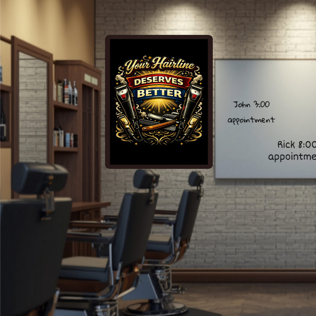 Barbershop Wall Art Your Hairline Deserves Better Barber Decor 13x19 Laminated Barber Shop Poster Haircut Humor Sign