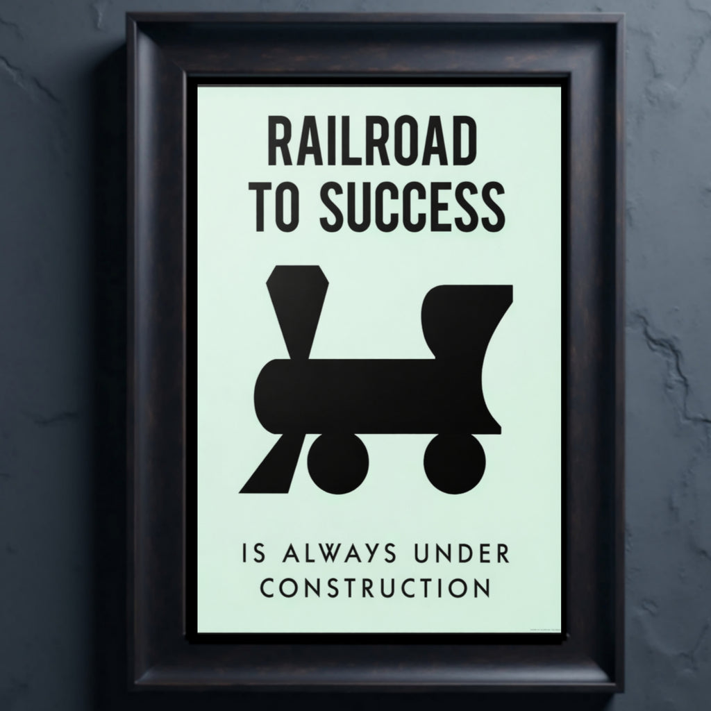 Railroad to Success Wall Art – Entrepreneur Motivation 13x19in Laminated or Framed| Business Mindset Decor