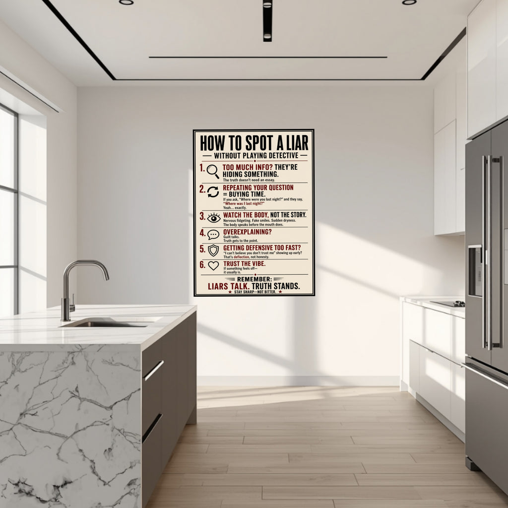 How To Spot A Liar Sign 13x19 Laminated Educational Poster Body Language Truth Detection Psychology Wall Art Mindset Sign