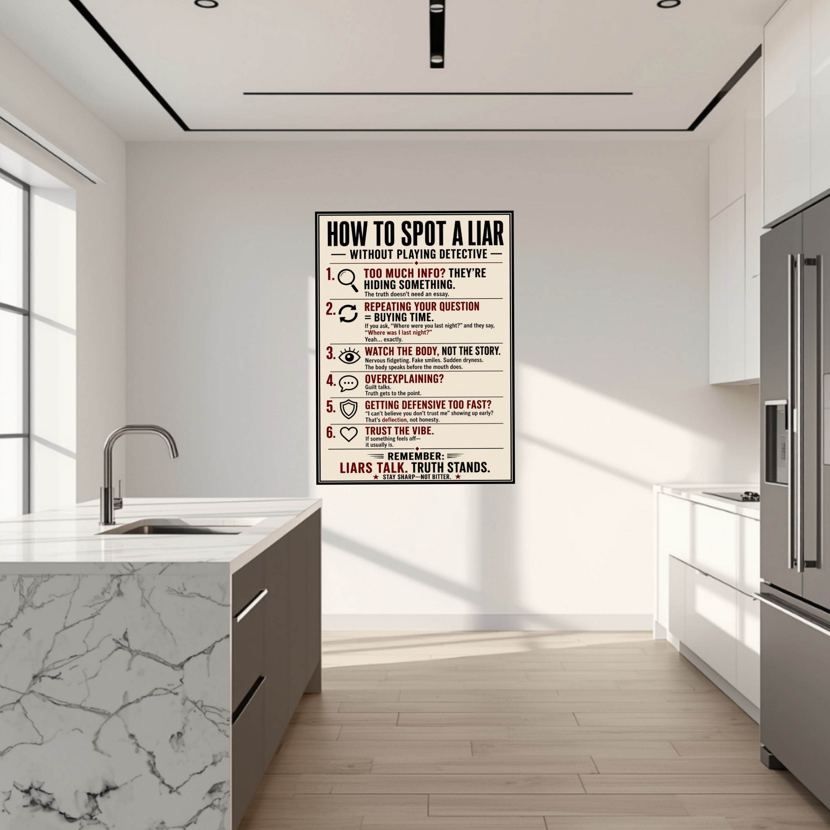 How To Spot A Liar Sign 13x19 Laminated Educational Poster Body Language Truth Detection Psychology Wall Art Mindset Sign