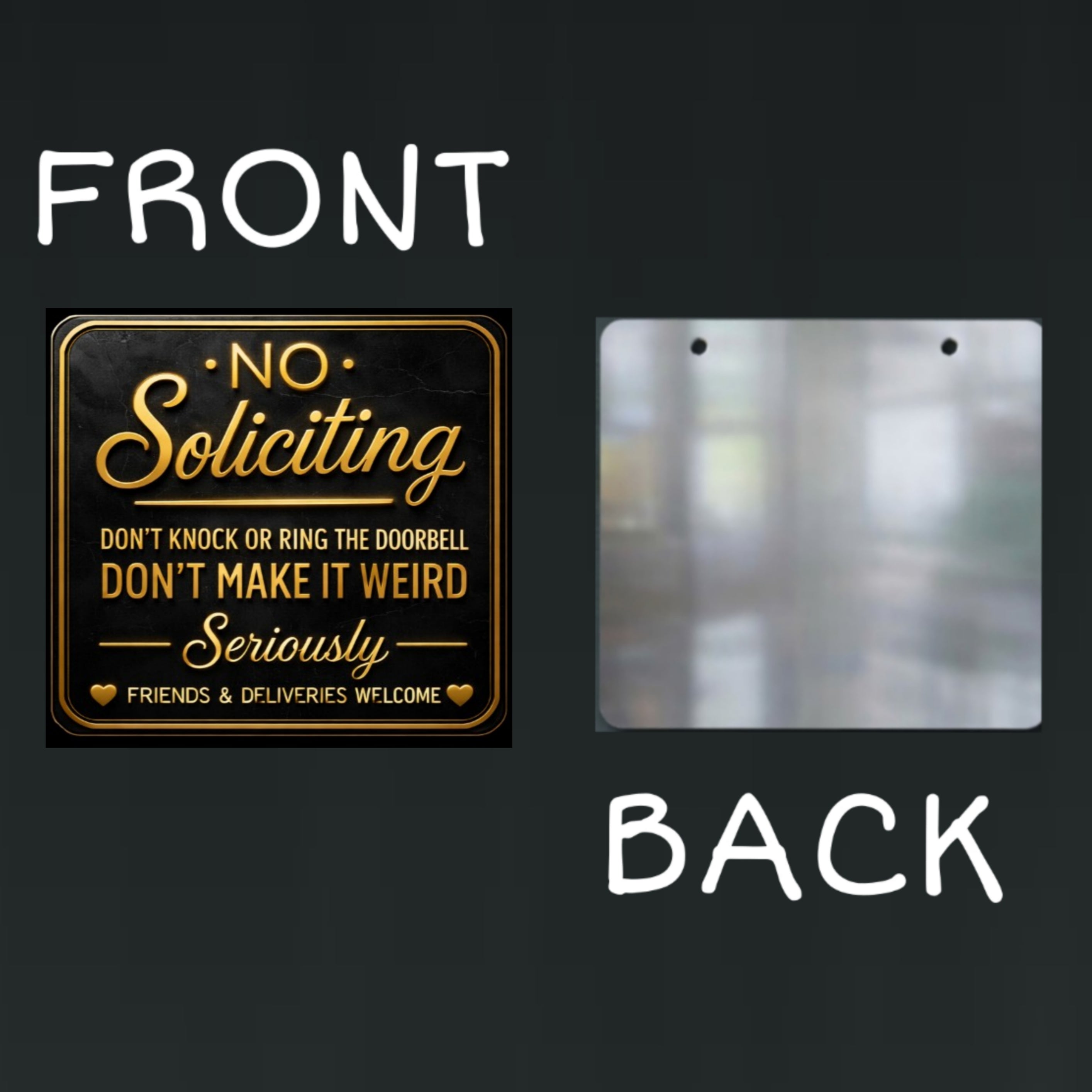 Premium No Soliciting Sign Black Gold Luxury Door Sign Modern Home Decor High End Style 6x9in