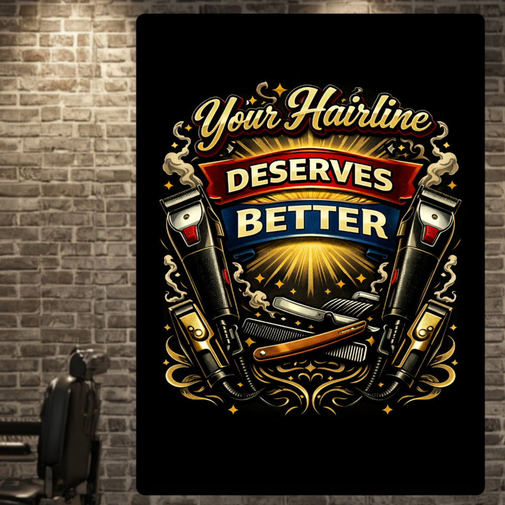 Barbershop Wall Art Your Hairline Deserves Better Barber Decor 13x19 Laminated Barber Shop Poster Haircut Humor Sign