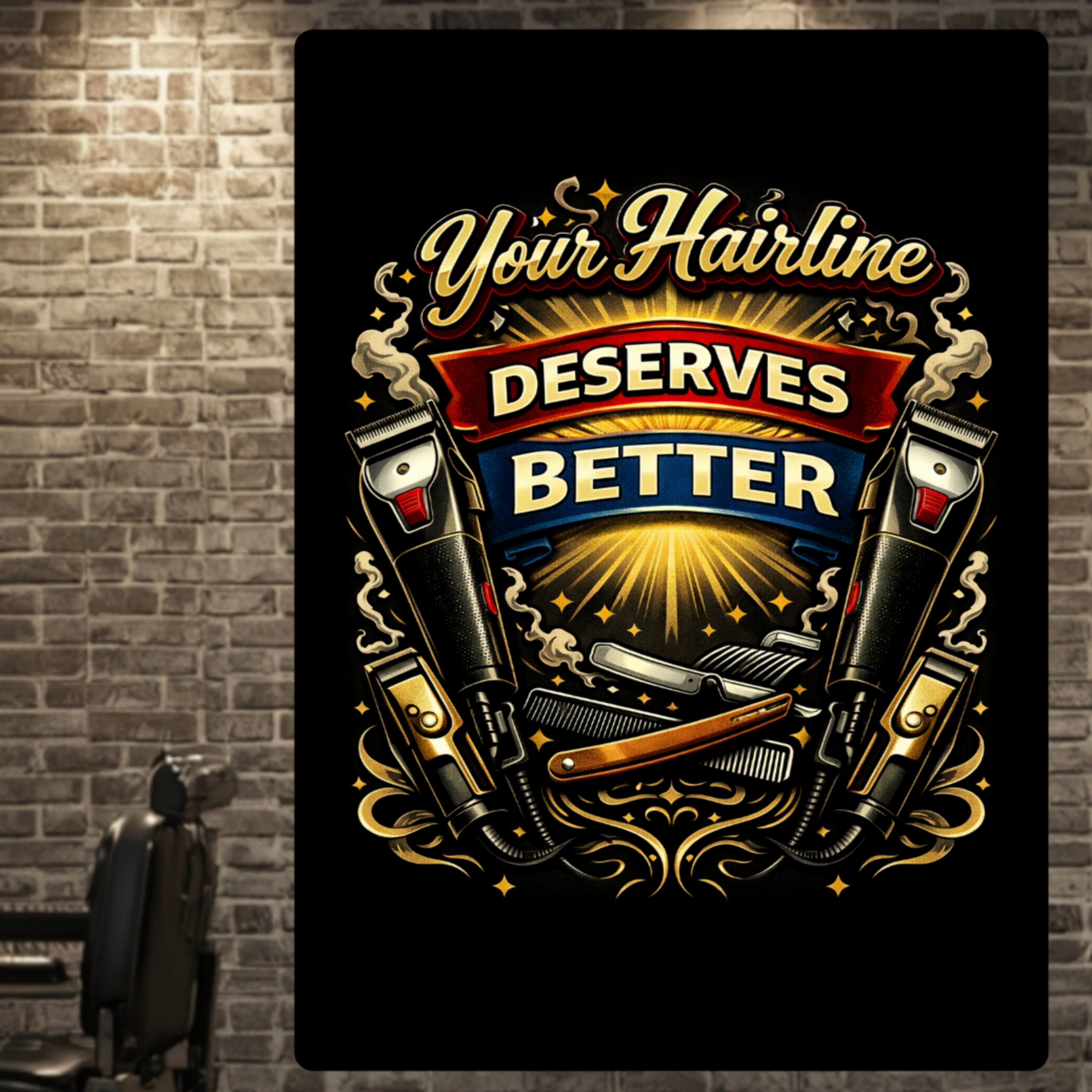 Barbershop Wall Art Your Hairline Deserves Better Barber Decor 13x19 Laminated Barber Shop Poster Haircut Humor Sign