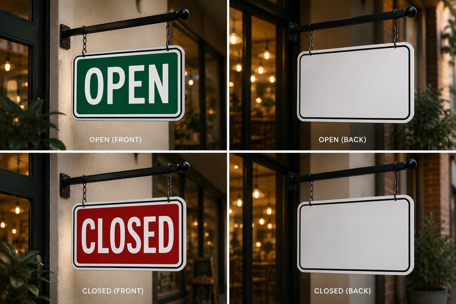 Open Closed Signs | 6x12 Laminated Business Door Signs | Glossy Storefront Decor | Modern Shop Signs