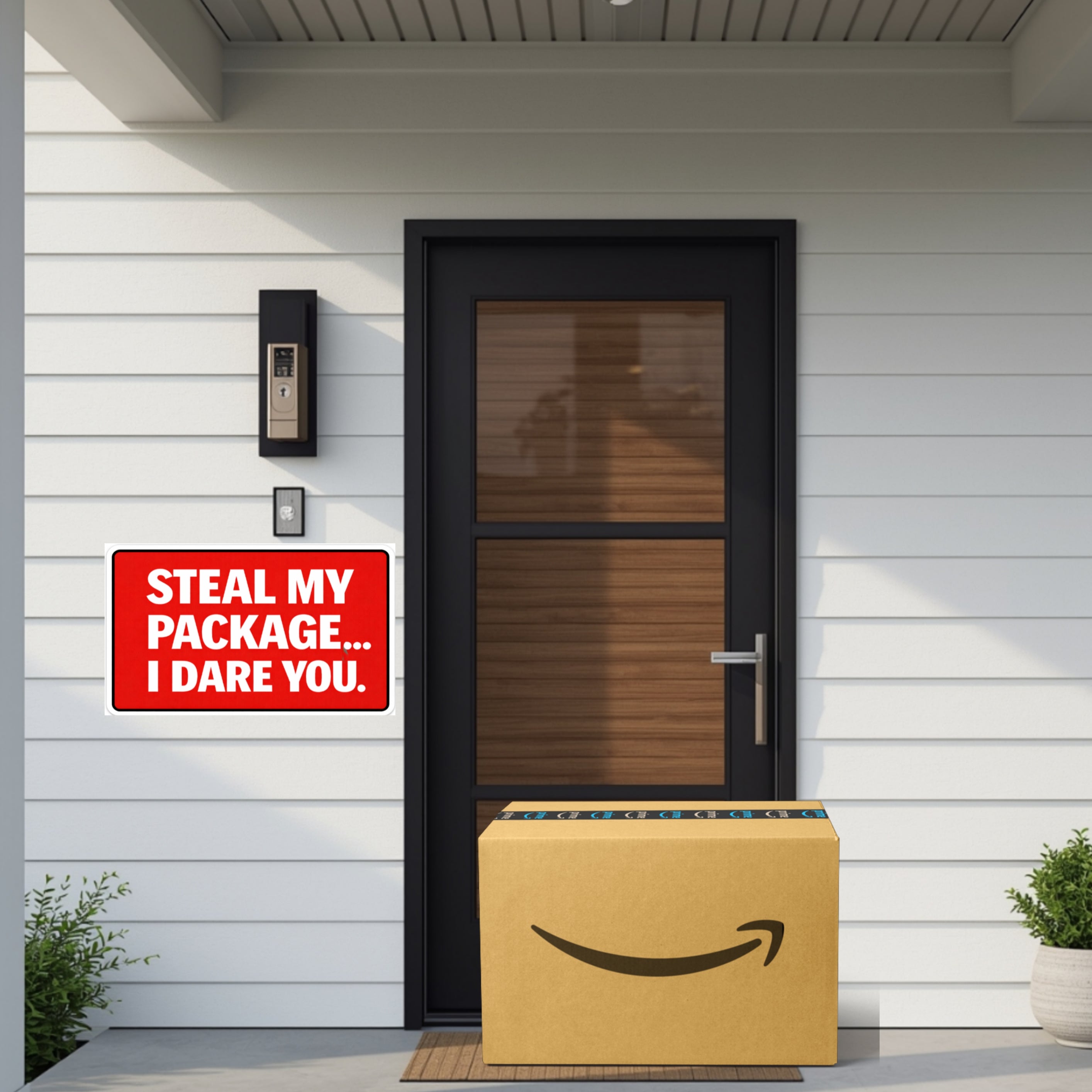 Steal My Package I Dare You Sign Funny Porch Pirate Warning Sign Red Security Sign Outdoor Decor 6x9in 12x12in Laminated Weather Resistant