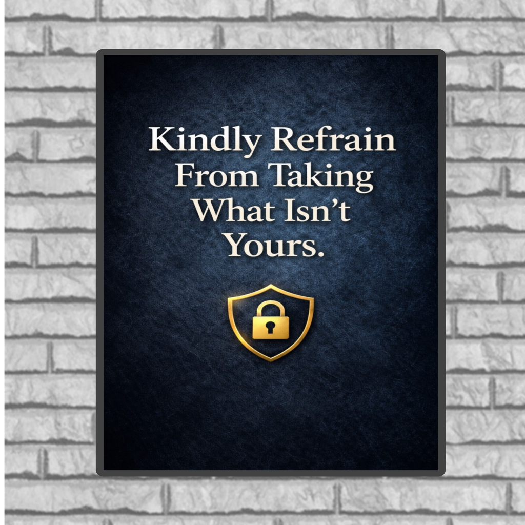 No Trespassing Theft Warning Sign 13x19 Laminated Kindly Refrain From Taking What Isn’t Yours Elegant Security Sign
