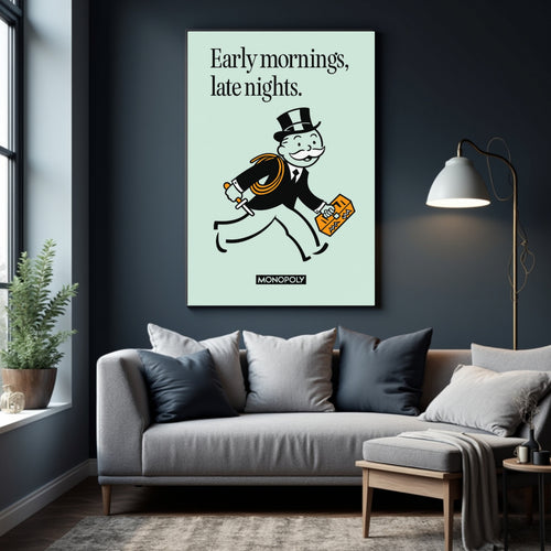 Early Mornings Late Nights Motivational Poster – Hustle Mindset Wall Art | 13x19 Laminated Print