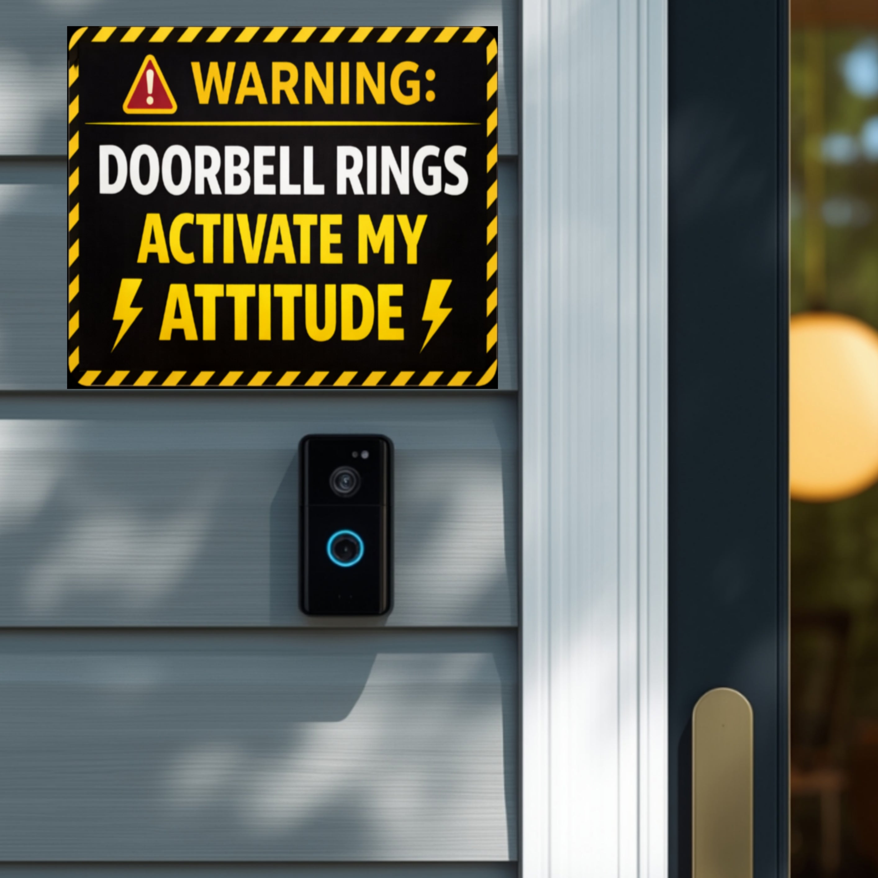 Warning Doorbell Rings Activate My Attitude Funny Door Sign Bold Caution Home Decor 5x9in