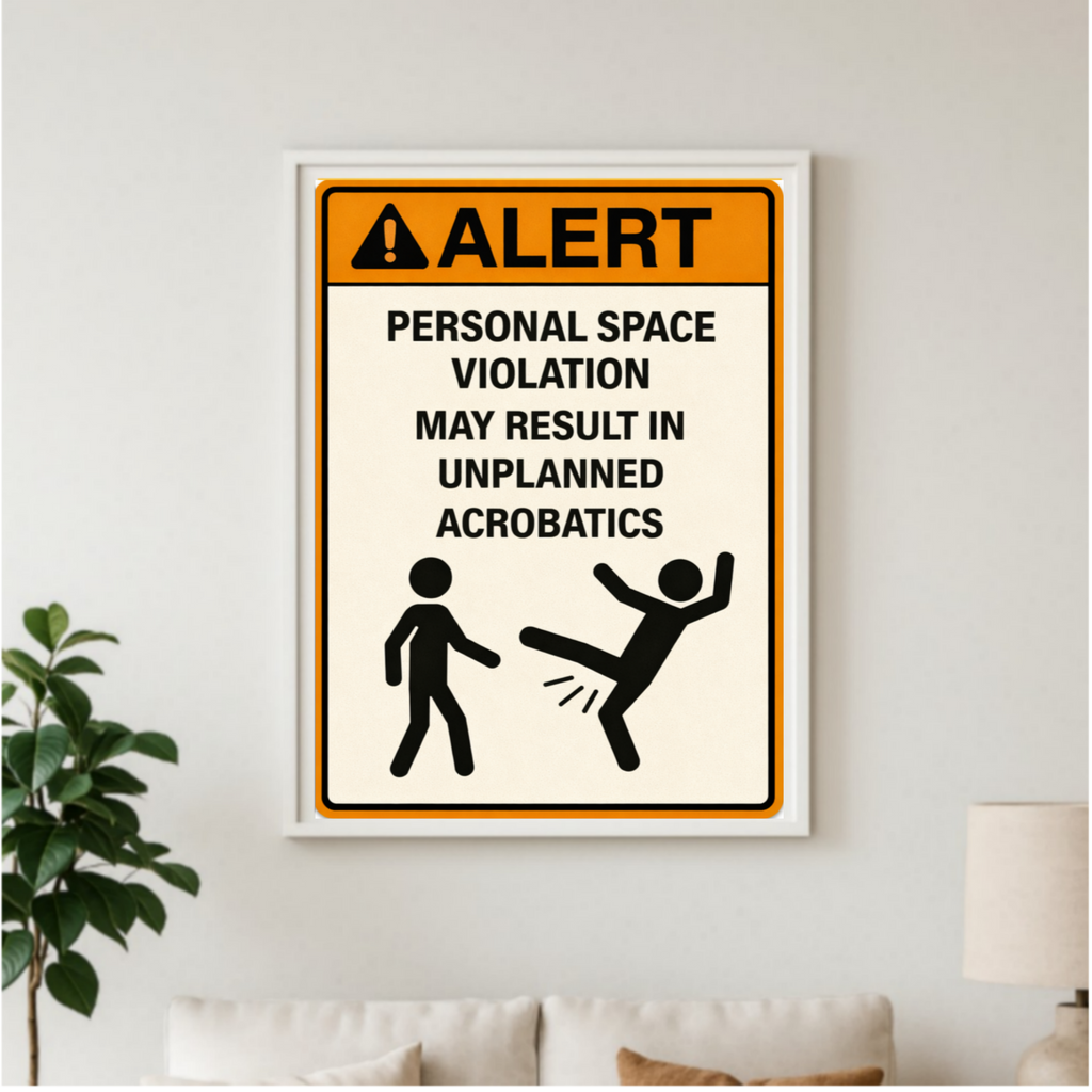 Personal Space Violation Funny Alert Sign 13x19 Laminated Print Humor Wall Art Funny Warning Sign Office Decor Gift Idea