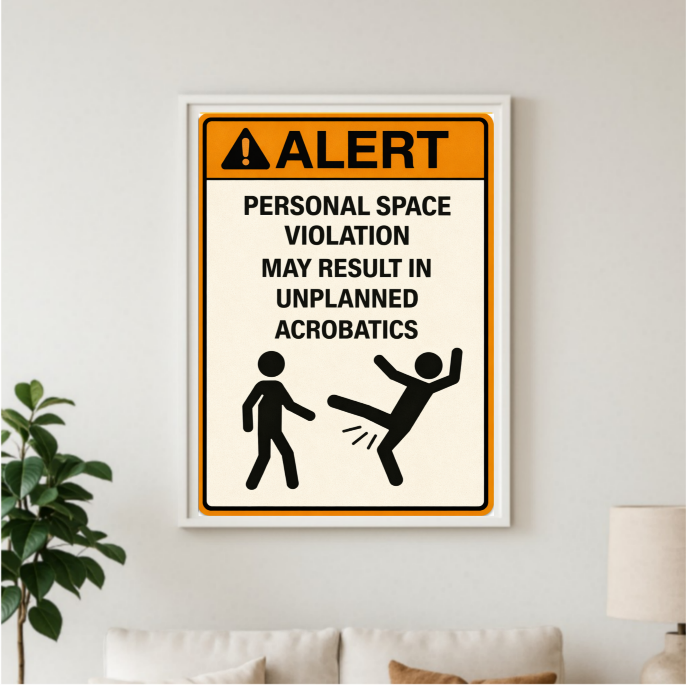 Personal Space Violation Funny Alert Sign 13x19 Laminated Print Humor Wall Art Funny Warning Sign Office Decor Gift Idea