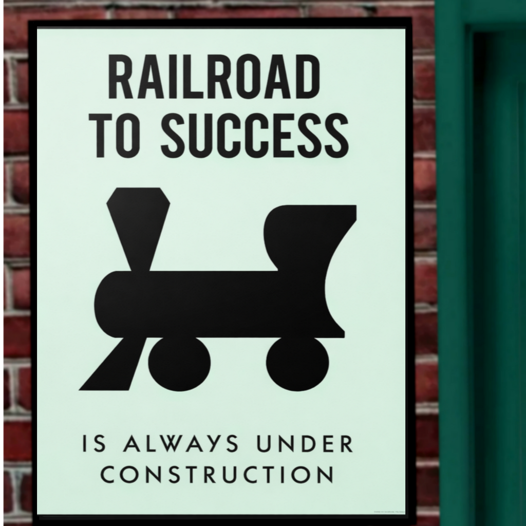 Railroad to Success Wall Art – Entrepreneur Motivation 13x19in Laminated or Framed| Business Mindset Decor