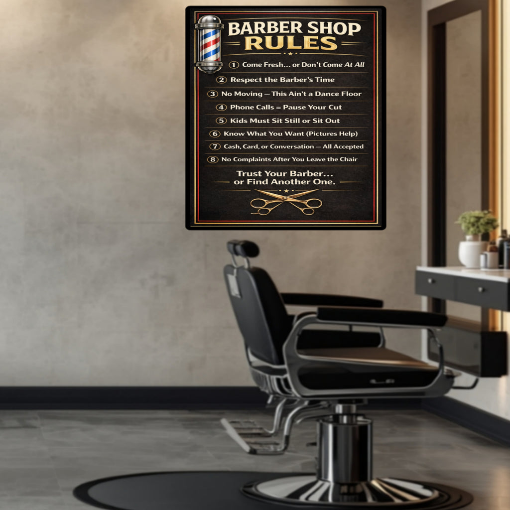 Barber Shop Rules Sign 13x19 Laminated Barber Decor Professional Barber Poster Shop Wall Art