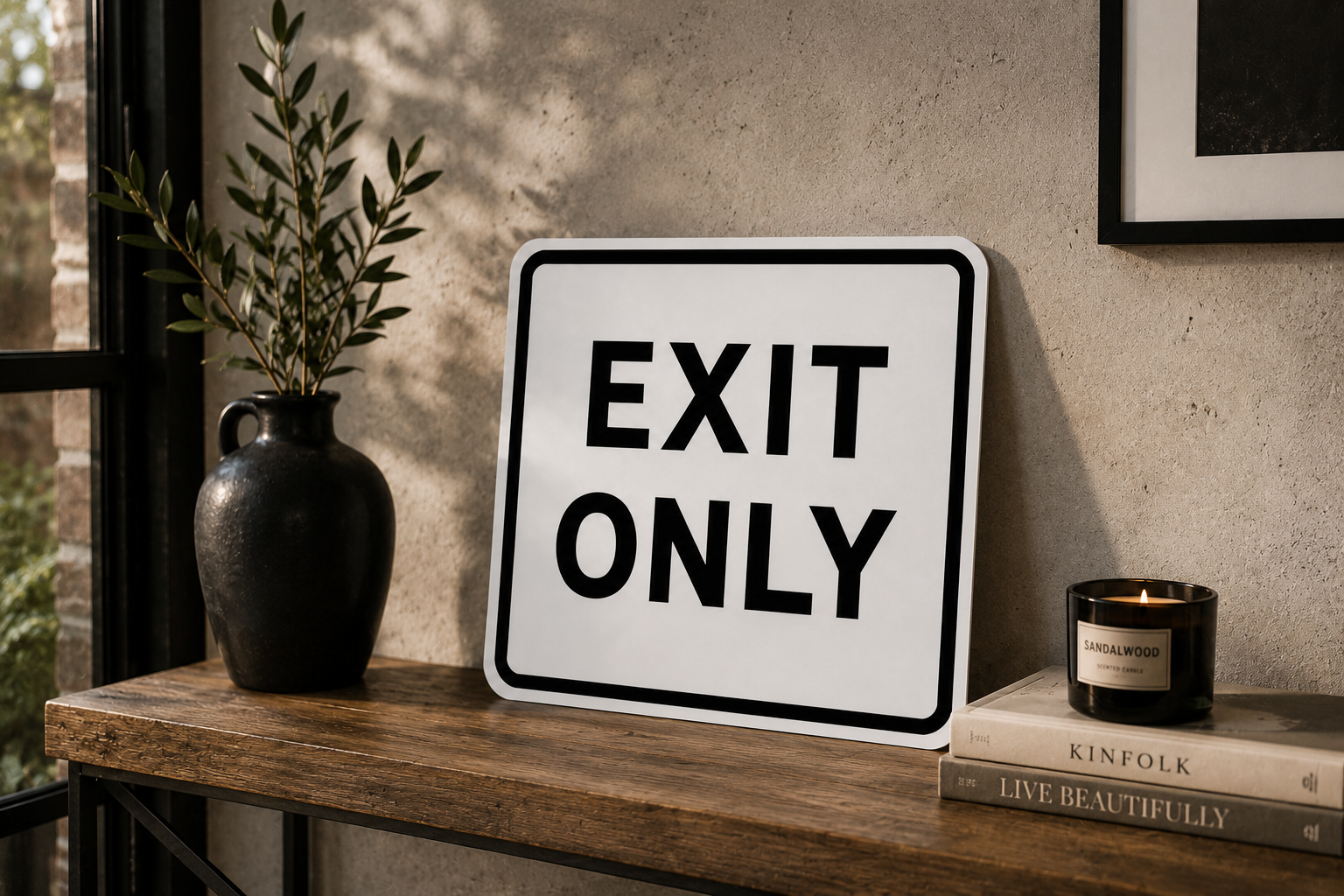 Exit Enter Signs Set | 12x12 Laminated Business Signs | Modern Office Decor | Glossy Wall Signs