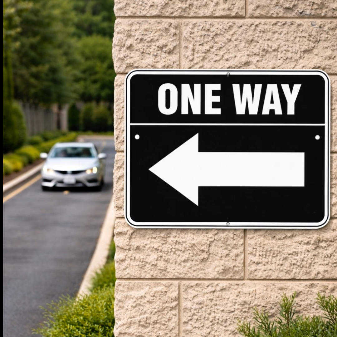 One Way Left Arrow Sign 12x12 – Directional Traffic Sign, Driveway Garage Business Sign, Laminated Aluminum Backing Weather Resistant